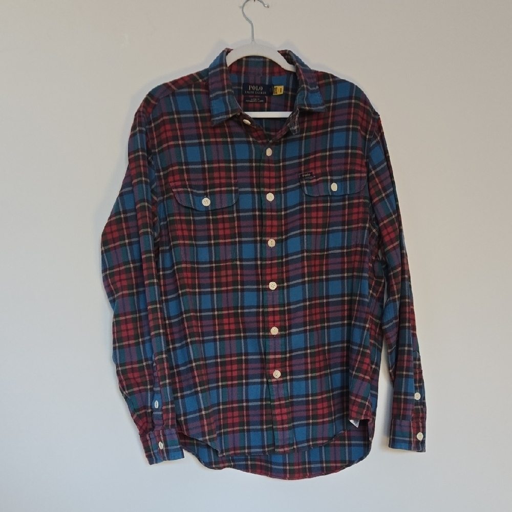 Polo Ralph Lauren Blue and Red Classic Fit Performance Flannel XL